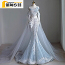 SMVP轻奢高级感人鱼婚纱蓝色2026新款新娘抹胸小拖尾主纱重工奢华在逃 图片色 XL