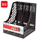 齐心（COMIX）三联桌面文件框 三栏带标签稳固文件栏/文件筐/资料框 黑色B2173 1个