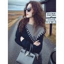 新款时尚2025秋冬慵懒风假两件撞色拼接卫衣女高级设计感小众百搭 藏青色假两件 M