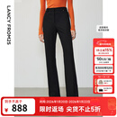 朗姿复古通勤高弹喇叭裤西裤冬季新款职业气质高腰女士西装裤长裤 黑色2加绒 M