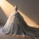 薇恋梦岚法式在逃公主一字肩婚纱2025新款蓝色重工新娘春季奢华主纱 蓝色拖尾婚纱 XL