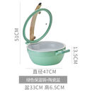 亚朵商用保温锅自助餐炉电热食物保温炉酒店早餐菜品加热布炉 圆形绿色配单格陶瓷盆