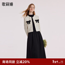 歌莉娅（GOELIA）套装女冬季小香风短外套黑色连衣裙两件套1BCRAB010 31C黑白色织 M