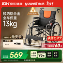 鱼跃 (yuwell)手动轮椅车H062折叠老人轻便免充气铝合金旅行手推代步