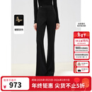 朗姿设计感气质微喇高腰西裤2025年春季新款职业通勤黑色西装裤女 黑色2 S