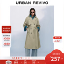 UR2025秋季新款女装气质双排扣腰带风衣外套UWM150045+ 浅卡其 (偏宽松) S