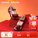 巴拉巴拉童鞋女童公主鞋2026新款春秋儿童鞋子蝴蝶结甜美小皮鞋红色新年季