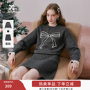 香影灰色针织套装女春2026新款蝴蝶结毛衣短裙新年暖衣一整套穿搭 深灰 M
