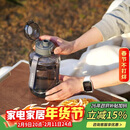 乐扣乐扣（LOCK&LOCK）小水库大容量塑料运动水杯户外冷水壶刻度把手男女杯子1.6L灰色