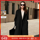 三彩【100绵羊毛】大码女装2025冬季长款双面呢大衣外套胖MM