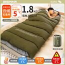 北山狼 石墨烯睡袋成人户外露营防寒加厚可拼接被子二合一 1.8kg风松绿