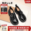 百丽（Belle）张凌赫推荐黑巧乐福鞋女商场英伦风牛皮厚底小皮鞋E1Z1DAM6 黑色 37 (235mm)
