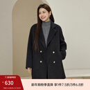 纤莉秀【秋冬氛围感全羊毛双面呢大衣】大码女装胖mm冬装新款外套5246 深灰色 2XL