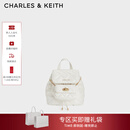 CHARLES&KEITH菱格大容量柔软多用背包书包双肩包包女包生日礼物CK2-60151400 Cream奶白色 S