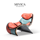 米维卡MIVICA原创设计艺术创意撞色真皮躺椅休闲椅子国际馆新品A1 MIVICA·休闲椅