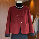 雪夕（XUEXI）【100羊毛】妈妈冬装端庄大气双面呢短款外套中老年女优雅大衣