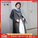 三彩【100绵羊毛】大码女装2025冬季新款长款双面呢大衣胖MM