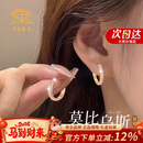 中国珠宝 银圆圈耳钉女耳扣耳饰耳环2025新款轻奢新年生日礼物送女友