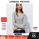 UR2026春季新款女装时尚休闲简约基础修身长袖T恤UYB450010 花灰 M