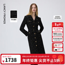 朗姿绵羊毛小香风修身高级感连衣裙优雅气质连衣裙2026年春季新款 黑色 M