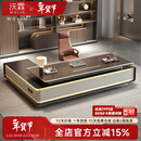 沃霖E0级高档老板桌总裁桌轻奢老板办公桌现代办公桌老板桌董事长班台 3.2米桌左侧柜+3.8米文件柜+椅