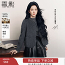 香影刘些宁同款香影双面呢纯羊毛大衣女冬季灰色蓝莓硬糖短款毛呢外套 深灰 M 160/84A/95-110斤