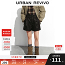 UR2025秋季新款女装复古PU超宽松高腰花苞短裤UYL650062 深棕色 M (M-L)