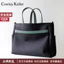 COWLEY KELLER女士手提包新款托特包商务公文包轻便通勤电脑包妈咪包单肩斜挎包 黑配绿 37*11*29cm