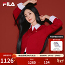 FILA马上起飞腮红毛衣斐乐杨幂同款女士编织外套2026春新款新年麻花衫 节奏红-PK L 170/88A/L