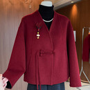 雪夕（XUEXI）喜婆婆婚宴装新中式高贵双面呢短款大衣中老年妈妈本命年红色外套