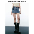 UR2026夏季新款女装复古水洗休闲简约牛仔短裤UYY860050+ 浅蓝 27