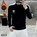 【轻奢】男士2026冬新款设计感轻奢重工艺圆领加绒打底长袖卫衣LQ 黑色加绒 L （120-135斤）