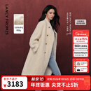 朗姿【王楚然同款穿搭】朗姿羊毛高端外套仿皮草大衣2025年冬季新款 米白色大衣 S