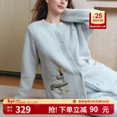 嫚熙（EMXEE）幸运鹅秋冬牛油果半边绒月子服加绒产妇哺乳孕妇睡衣家居服 幸运鹅-蓝色（有调节带） M