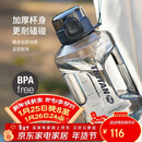 乐扣乐扣（LOCK&LOCK）小水库大容量塑料运动水杯户外冷水壶刻度把手男女杯子2.2L灰色