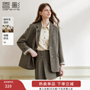 香影老钱风咖色西装外套女2026春季新款含羊毛单排扣通勤正肩西服 咖色 M 160/84A/95-110斤