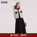 歌莉娅（GOELIA）套装女冬季小香风短外套黑色连衣裙两件套1BCRAB010 31C黑白色织 S