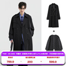 伯爵卓尔高级感通勤英伦风衣羽绒服男士中长款大衣外套男2025秋冬季新款 月夜黑 【可拆卸-长袖羽绒内胆】 XL (180)