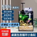 金晶超白玻璃桌面鱼缸小型家用办公室生态懒人全套造景小缸水草缸 裸缸+防滑垫 15*15*20