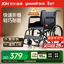 鱼跃(yuwell)轮椅车H051折叠老人轻便旅行手推车钢管免充气胎代步车