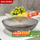 拜杰水果盘零食盘客厅家用干果盘托盘糖果坚果盘透明灰透明混色两件套