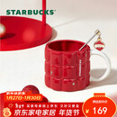 星巴克（Starbucks）红色格纹款马克杯(配搅拌棒)490ml陶瓷杯水杯咖啡杯年货节礼物
