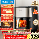 美的（Midea）小炎烤空气炸锅蒸烤一体上下双热源免翻面 可视窗口家用智能大容量6L金属内腔蒸汽嫩炸烤箱KZC6054