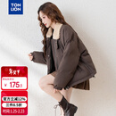 唐狮（TonLion）2025冬女翻领仿羊羔毛领子短款棉衣