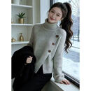 【新年穿新衣】 时尚灰色高领针织衫毛衣2025冬季半高领毛衣女 灰色 XL 建议116-125斤