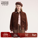 Teenie Weenie小熊女装外套2025秋季新款简约休闲内里格纹翻领夹克 棕色 M