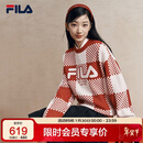FILA 斐乐官方马上起飞情侣长袖毛衣女编织衫休闲棋盘格套头上衣男