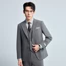 利郎青年商务男装【明暗条纹】西服套装男戗驳领弹力易打理结婚西装 灰咖戗驳领三件套（A6CXF04） 180A