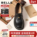 百丽（Belle）元宝乐福鞋女鞋2026春季新款商场同款羊皮黑色小皮鞋E9L1DAA6预售 黑色 37 (235mm)