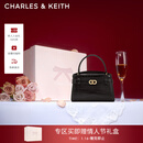 CHARLES&KEITH鳄鱼纹凯莉包手提斜挎婚包包女包生日礼物新年礼物CK2-50270880-1 Black黑色 S